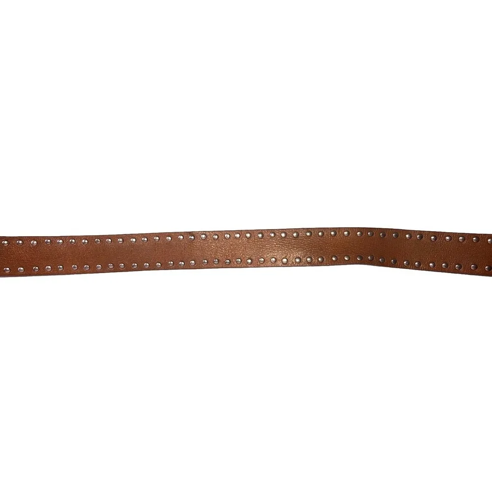 Vtg Y2K Calvin Klein Jeans Studded Brown Leather‎ Belt 33-37